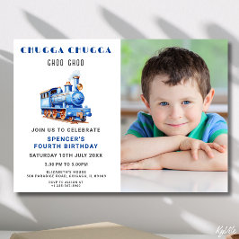 Tren de invitación a la foto del cumpleaños del tr
