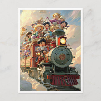 Tren de juguete mágico. Tarjeta postal
