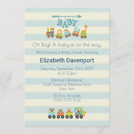 Tren de juguetes con animales curados Invitación d