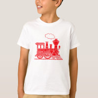 Tren de locomotora de vapor rojo en camiseta liger