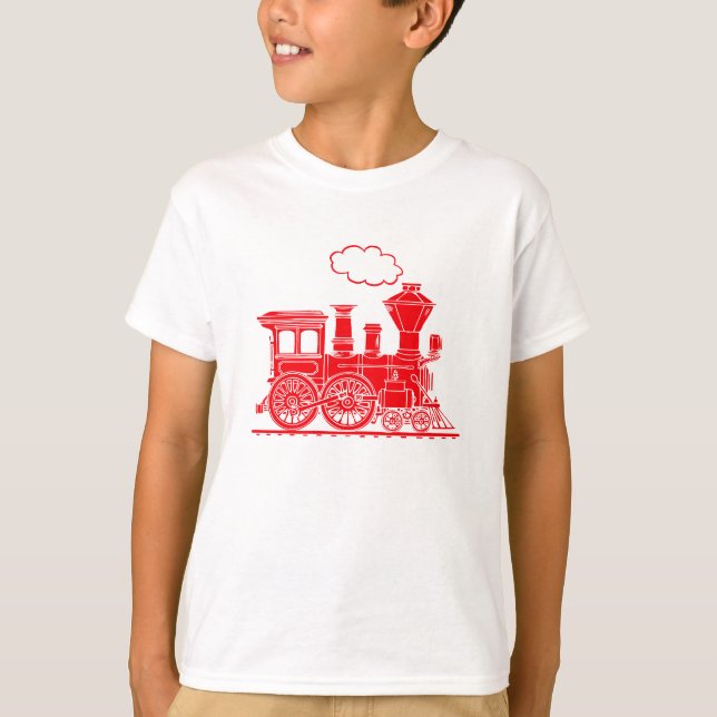 Tren de locomotora de vapor rojo en camiseta liger (Anverso)
