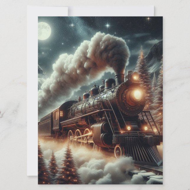 Tren de Navidad de invierno nocturno (Anverso)