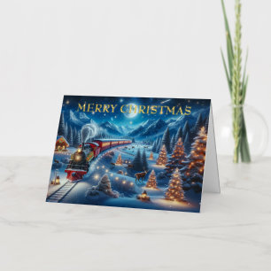 Tren de Navidad Mágico en Escena Invernal Nevada