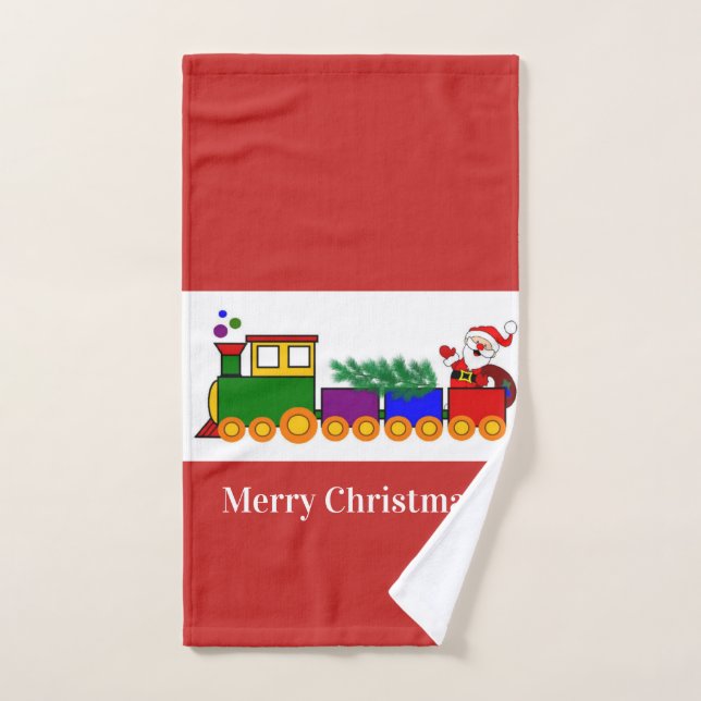 Tren de Navidad / Toalla de mano de mano roja (Toalla de mano)