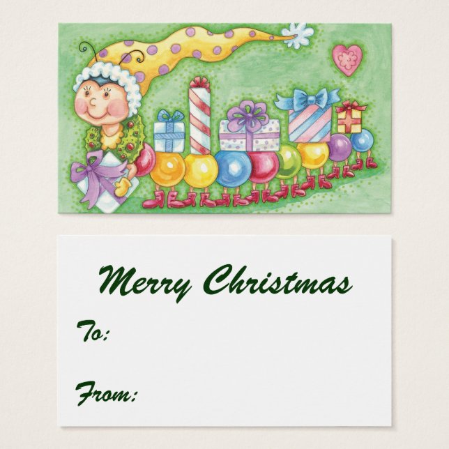 Tren de oruga navideño lindo con regalos (Anverso y reverso)
