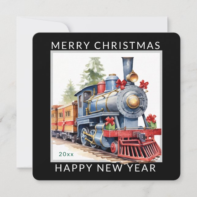 Tren de vacaciones de Navidad editable (Anverso)