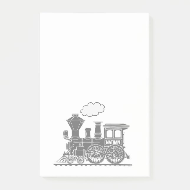 Tren de vapor gris llamado gráfico post que nota (Anverso)