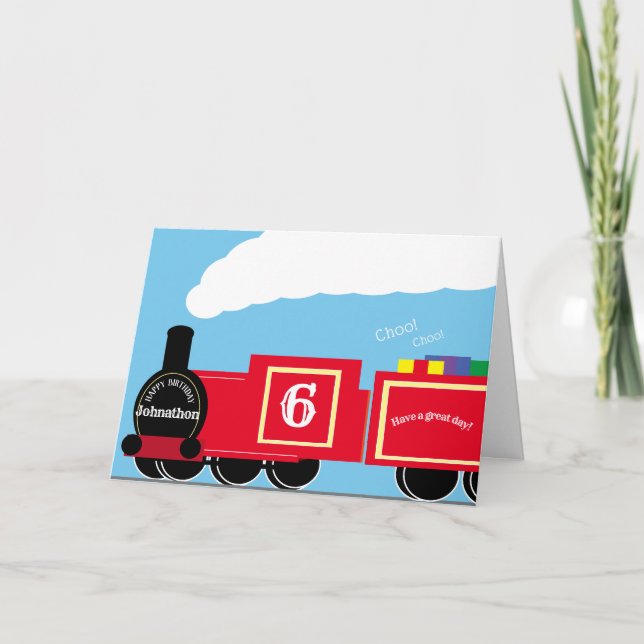 Tren de vapor personalizado tarjeta de sexto cumpl (Anverso)