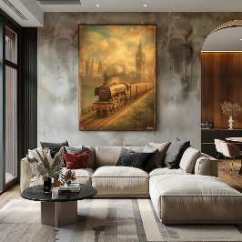 Tren de Vapor Vintage Londres – Arte Retro de Mita