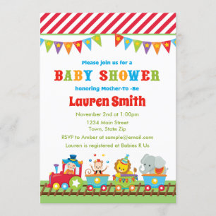 Tren del circo de la invitación de Baby Shower del