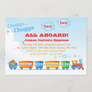 Tren del cumpleaños invitación de dos años