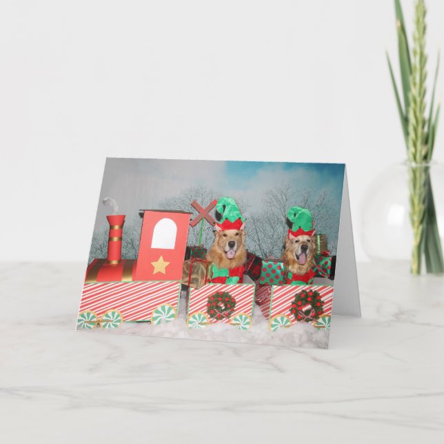 Tren del navidad del golden retriever (Anverso)
