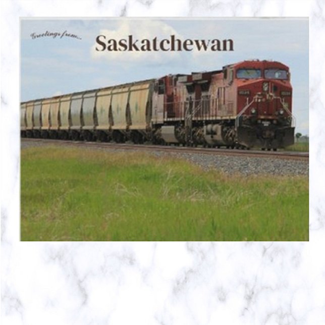 Tren en cabeza india Saskatchewan Canadá postal (Subido por el creador)