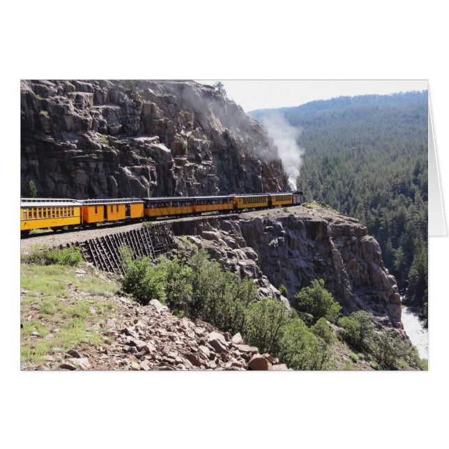 Tren en Montañas con acantilado y nota fotográfica (Anverso (Horizontal))