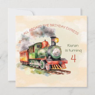 Tren Engine Boy 4 Invitación de cumpleaños