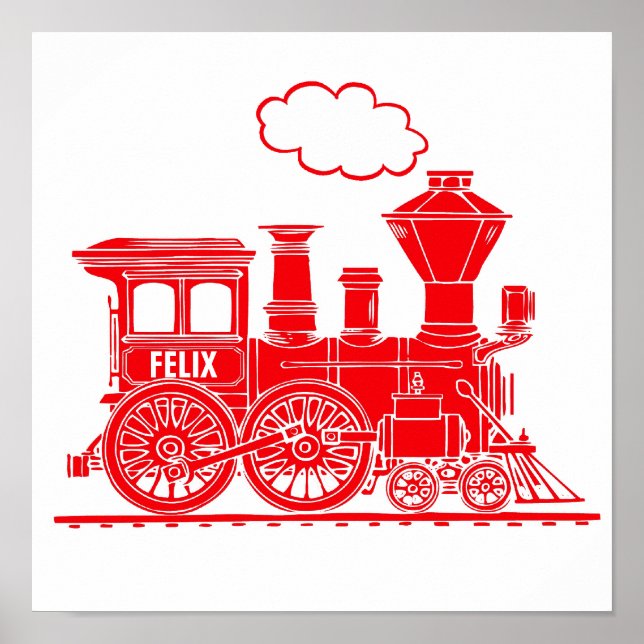 tren gráfico rojo arte infantil personalizado (Frente)