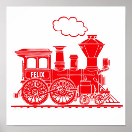 Tren gráfico rojo arte personalizado para niños en