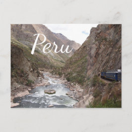 Tren inca a Machu Picchu postal en Perú