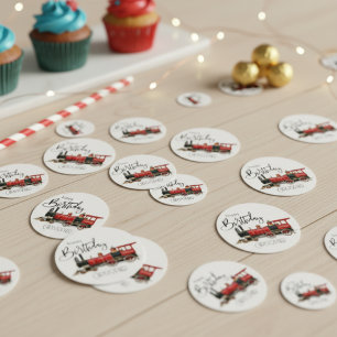 Tren Rojo "Su Nombre" Mesa de Cumpleaños Confetti