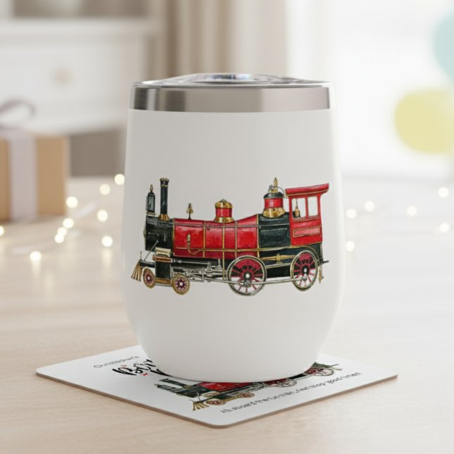 Tren Rojo Tumbler de acero inoxidable de 11 oz (Red Train 11 oz Stainless Steel Tumbler)