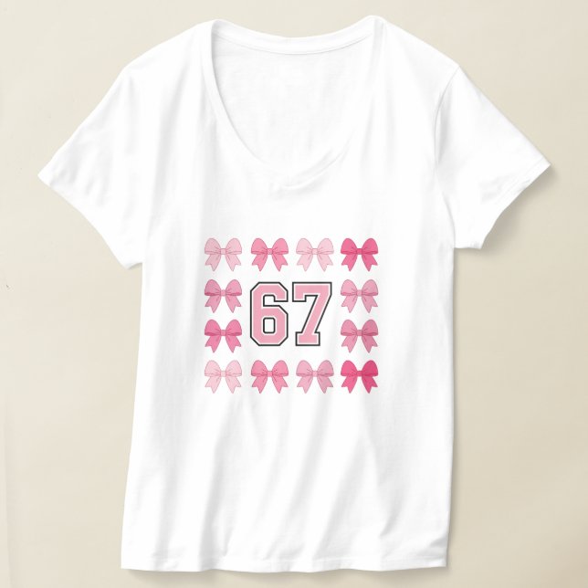 Trendy 67 Pink Bows Varsity Number Tank Top  (Distribución )