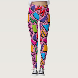 Trendy 80 Pattern Colorful Pink Leggings