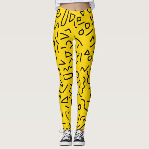 Trendy 80 Pattern Yellow Leggings