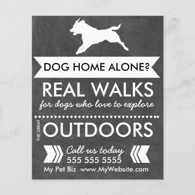 Trendy Black Dog Silhouette Dog Walker Flyer (Frente)