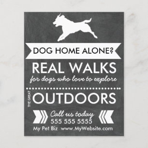 Trendy Black Dog Silhouette Dog Walker Flyer