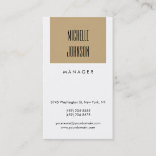 Trendy Black White Beige Manager tarjeta de presen