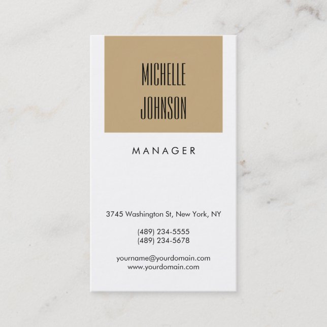 Trendy Black White Beige Manager tarjeta de presen (Anverso)