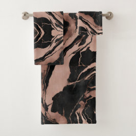 Trendy Chic Black Rose Gold Marble