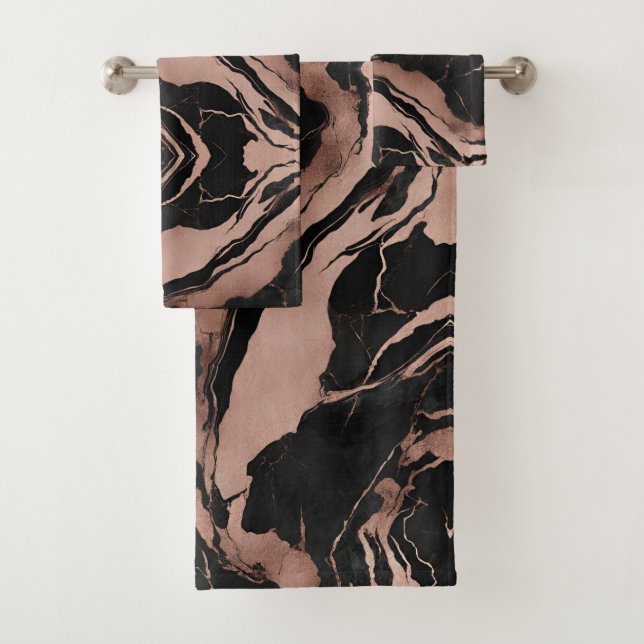 Trendy Chic Black Rose Gold Marble (In situ)