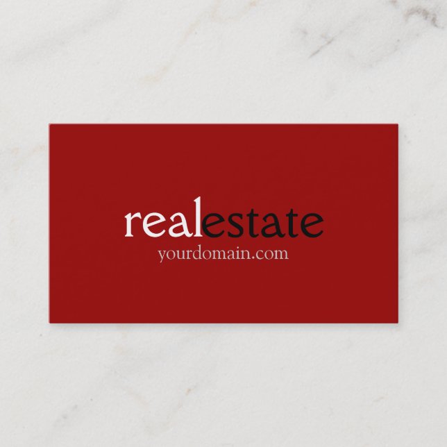 Trendy Dark Red Real Estate Agent Tarjeta de Negoc (Anverso)