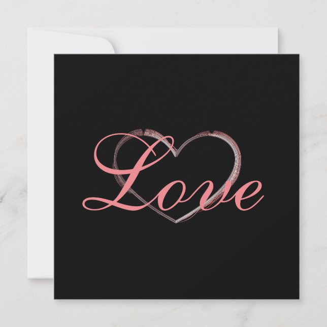 Trendy Heart Grey Calligraphy Love Boda (Anverso)