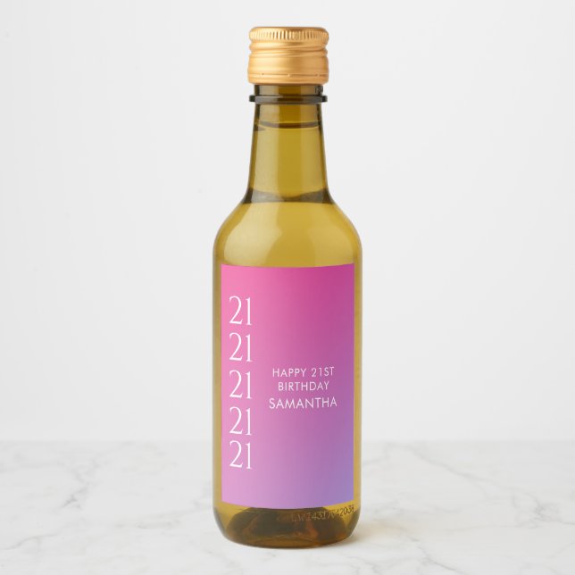 Trendy Modern Bold Pink Gradient 21st Birthday (Anverso)