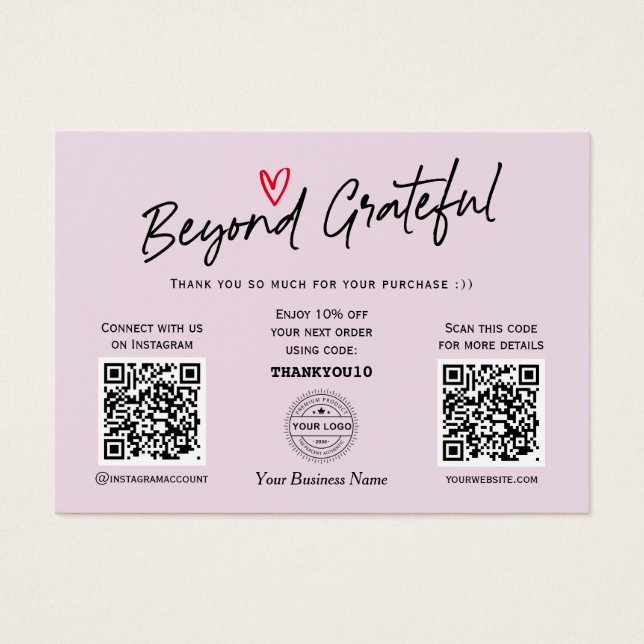 Trendy Modern Calligraphy Purple QR code gift card (Frente)