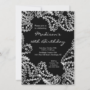 Trendy Paisley Sweet Dieciséis Invitaciones de Cum