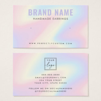 Trendy pastel rainbow logo stud earring display