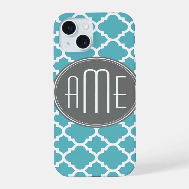 Trendy Quatrefoil Pattern Personalizado Triple Mon (Reverso )