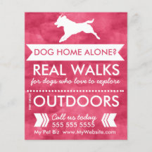 Trendy Red Dog Silhouette Dog Walker Flyer