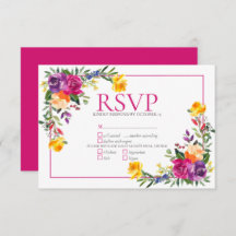 Trendy Technicolor Boho Boda Floral RSVP
