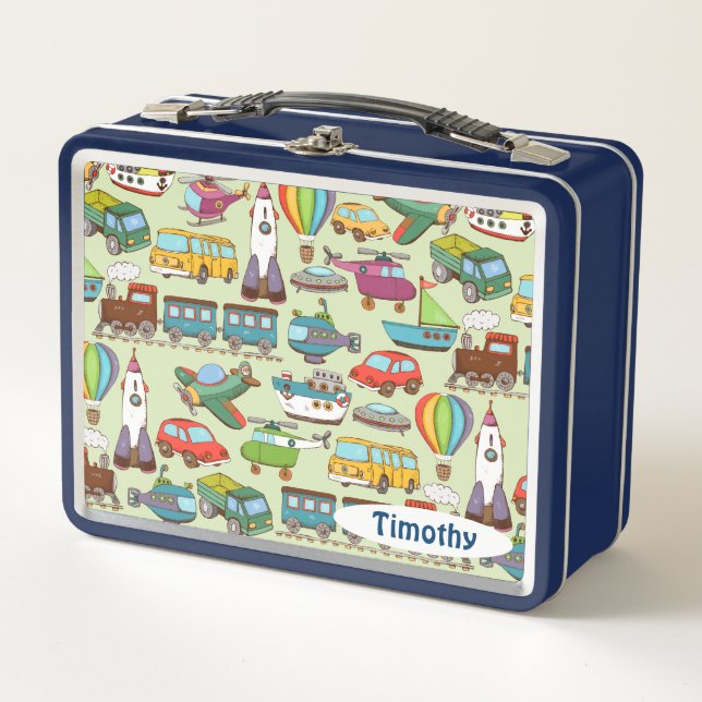Trenes, Aviones, Automóviles y Caja de Comida con  (Anverso)