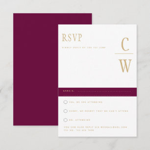 Trenn Modern Berry Wine Gold Wedding RSVP