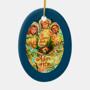 Tres ángeles, adoradle adorno navideño