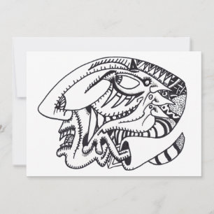 Tres aspectos, dibujo con tinta, tarjeta plana