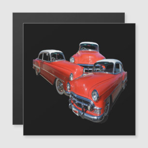Tres Autos Vintage De Estilo Rojo Y Blanco,