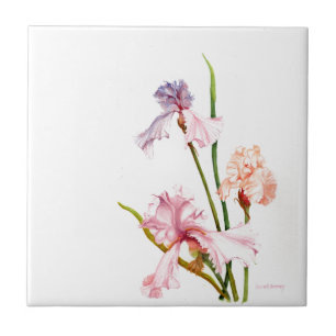 Tres AZULEJOS CERAMIC Irises Pastel