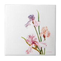Tres AZULEJOS CERAMIC Irises Pastel