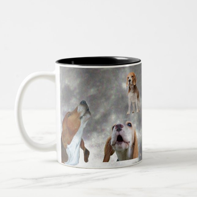 Tres beagles que gritan en la taza de la luna (Izquierda)